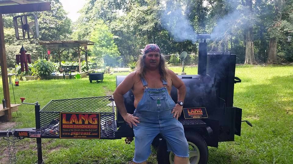 Bruce Mitchell and his Lang BBQ Smoker